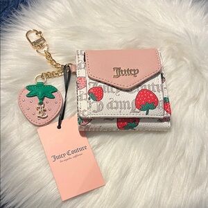 Juicy Couture Pink and Cream Wallet with Strawberry Charm